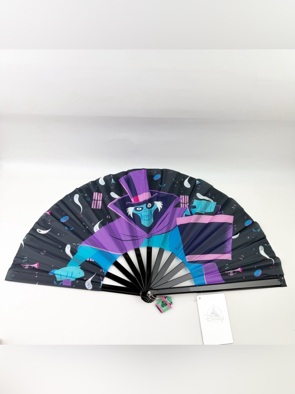 Disney Parks Disneyland Haunted Mansion Hat Box Ghost 25" Folding Fan Charm NWT